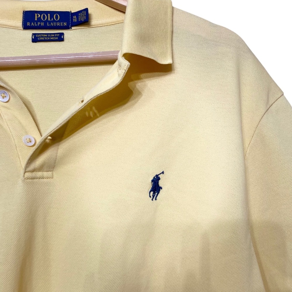 Polo Ralph Lauren Mens Yellow Custom Slim Fit Stretch Mesh Polo Shirt XL - Picture 3 of 6